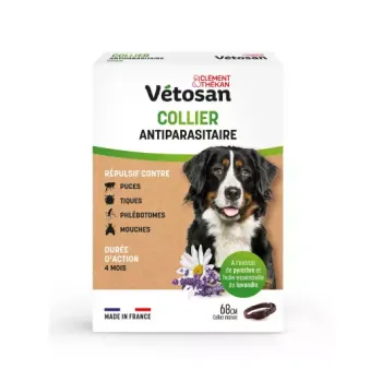 V&eacute;tosan Collier antiparasitaire chien Cl&eacute;ment Th&eacute;kan - collier de 68cm