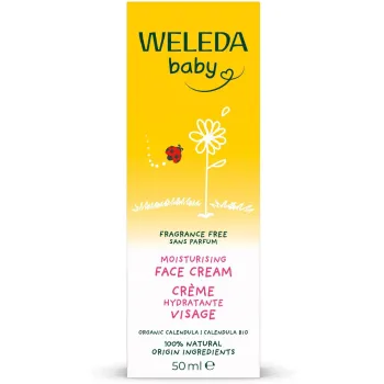 Cr&egrave;me hydratante visage Calendula bio sans parfum Weleda Baby - tube de 50ml 