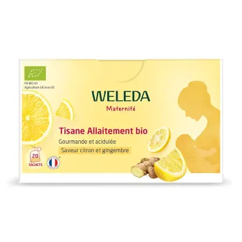 Tisane allaitement bio saveur citron et gingembre Weleda - boîte de 20 sachets