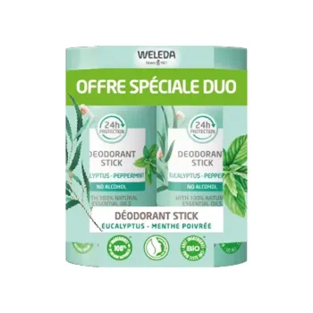 D&eacute;odorant stick eucalyptus menthe poivr&eacute;e bio offre sp&eacute;ciale duo Weleda - lot de 2 sticks 