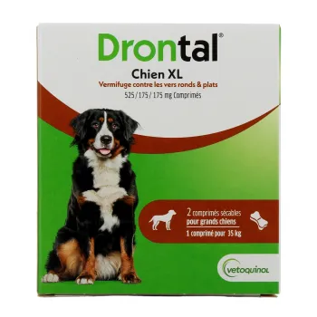 Drontal Chien XL Vetoquinol - bo&icirc;te de 2 comprim&eacute;s s&eacute;cables