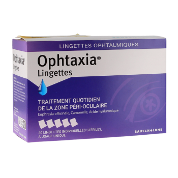 Ophtaxia lingettes Bausch Lomb - boite de 20 lingettes