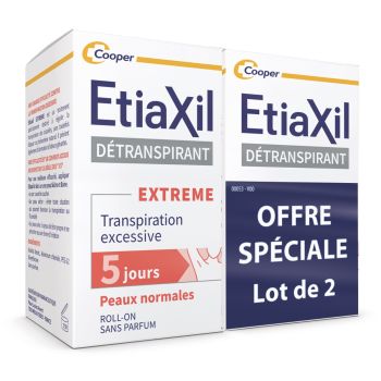 D&eacute;transpirant sudo-r&eacute;gulateur peaux normales aisselles Etiaxil - lot de 2 roll-on de 15 ml