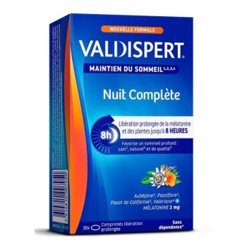 Nuit compl&egrave;te m&eacute;latonine 1mg Valdispert - boite de 30 comprim&eacute;s