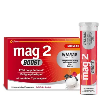 Mag2 Boost effet coup de fouet go&ucirc;t fruits des bois Cooper - bo&icirc;te de 20 comprim&eacute;s effervescents