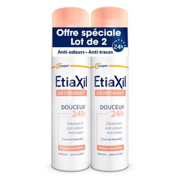 Déodorant douceur sans aluminium Etiaxil - lot de 2 sprays de 150 ml