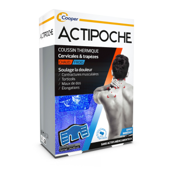 Actipoche cervicale et trap&egrave;zes microbilles coussin thermique chaud/ froid Cooper - 1 coussin 24x40 cm