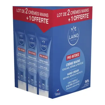 Cr&egrave;me mains s&egrave;ches &agrave; ab&icirc;m&eacute;es Pro Intense Laino - lot de 3 tubes de 50ml