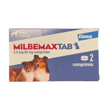 Milbemaxtab comprim&eacute; pour petits chiens et chiots - boite de 2 comprim&eacute;s