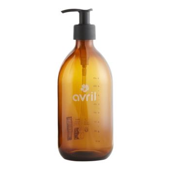 Flacon rechargeable en verre ambr&eacute; Avril - flacon de 500ml vide