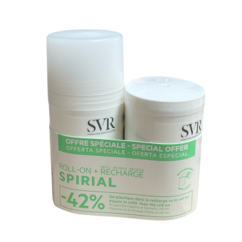 Spirial d&eacute;odorant anti-transpirant 48H SVR - roll-on de 50 ml + recharge roll-on de 50 ml