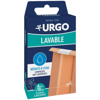 Bande lavable r&eacute;sistante &agrave; l'eau Urgo - 10 bandes &agrave; d&eacute;couper 10cm x 6cm