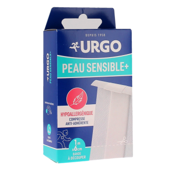 Pansements peau sensible+ hypoallerg&eacute;nique Urgo - bo&icirc;te d'une bande &agrave; d&eacute;couper de 1m x 6cm