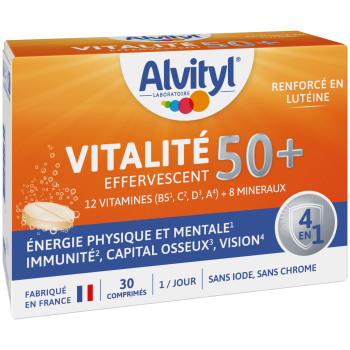 Vitalit&eacute; 50+ effervescent Alvityl - bo&icirc;te de 30 comprim&eacute;s effervescents