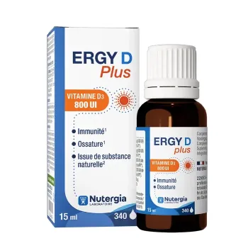Ergy D plus vitamine D3 800Ul Nutergia - flacon de 15ml