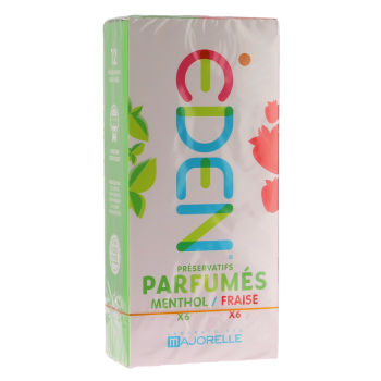 Eden pr&eacute;servatifs menthol / fraise Majorelle - boite de 12 pr&eacute;servatifs 