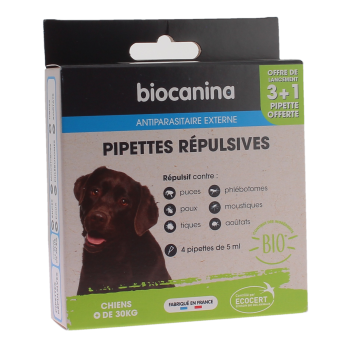 Pipettes r&eacute;pulsives pour chien de plus de 30kg Biocanina - boite de 3 pipettes de 5ml