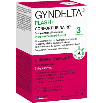 Gyndelta Flash+ confrot urinaire CCD - bo&icirc;te de 6 sachets