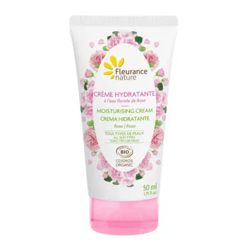 Cr&egrave;me hydratante &agrave; l'eau florale de rose bio Fleurance nature - tube de 50ml 