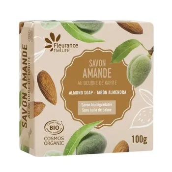 Savon amande au beurre de karit&eacute; bio Fleurance nature - pain de 100g