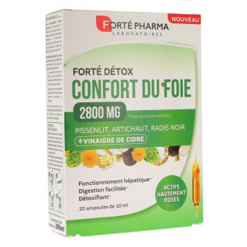 Fort&eacute; d&eacute;tox confort du foie 2800mg Fort&eacute; Pharma - boite de 20 ampoules de 10ml
