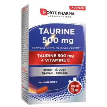 Taurine 500mg + vitamine C Fort&eacute; Pharma - boite de 30 comprim&eacute;s 