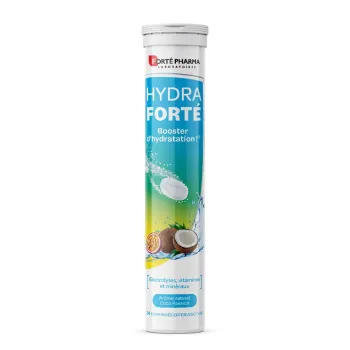 Hydra Fort&eacute; booster d'hydratation ar&ocirc;me naturel coco passion Fort&eacute; Pharma - 24 comprim&eacute;s effervescents