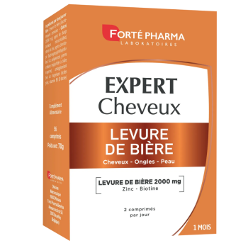 Expert cheveux levure de bi&egrave;re Fort&eacute; Pharma - boite de 56 comprim&eacute;s