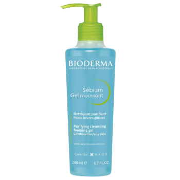 S&eacute;bium gel moussant nettoyant purifiant Bioderma - flacon-pompe de 200ml