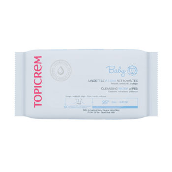 Baby lingettes &agrave; l'eau nettoyantes Topicrem - paquet de 60 lingettes 