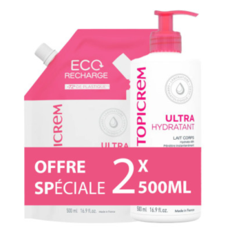 Lait corps ultra-hydratant Topicrem - offre sp&eacute;ciale 2x500ml