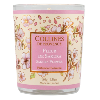 Bougie parfum&eacute;e fleur de sakura Collines de Provence - bougie de 180g