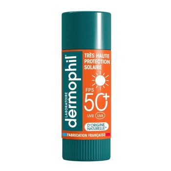 Stick &agrave; l&egrave;vres protection solaire SPF50+ Dermophil Indien - stick 4g