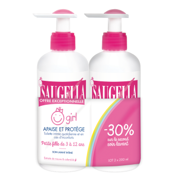 Girl &eacute;mulsion lavante douce Saugella - lot de 2 flacons de 200 ml