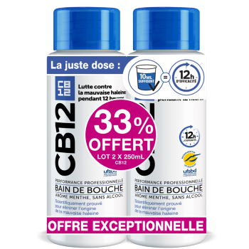 Bain de bouche go&ucirc;t menthe CB12 - lot de 2x250 ml