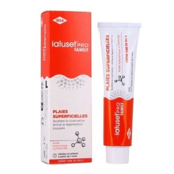 Cr&egrave;me cicatrisante &agrave; l'acide hyaluronique Ialuset Pro Family - tube de 100g