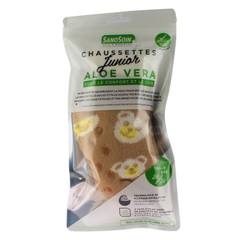 Chaussettes bien-&ecirc;tre oursons beiges Junior SanoSoin &ndash; une paire de chaussettes