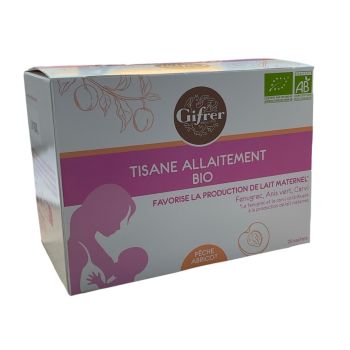Tisane allaitement bio p&ecirc;che abricot Gifrer - bo&icirc;te de 20 sachets