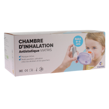 Chambre d'inhalation antistatique b&eacute;b&eacute; 0-2 ans Viatris - boite d'une chambre d'inhalation avec masque