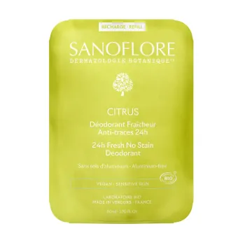 D&eacute;odorant Citrus fra&icirc;cheur anti-traces 24h bio Sanoflore - recharge de 50ml