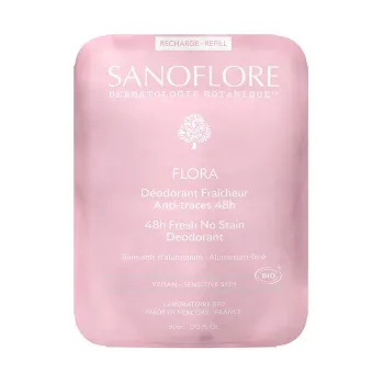 Déodorant Flora fraîcheur anti-traces 48h bio Sanoflore - recharge de 50ml