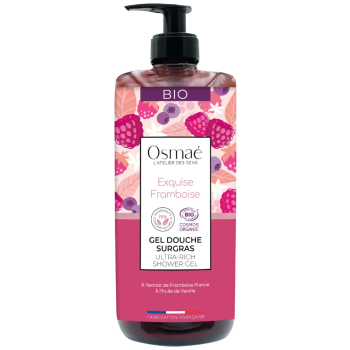 Gel douche surgras exquise framboise Osma&eacute; - flacon-pompe de 1L