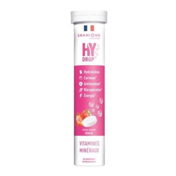 Hydrop solution d'hydratation ar&ocirc;me fraise Granions - tube de 20 comprim&eacute;s effervescents 