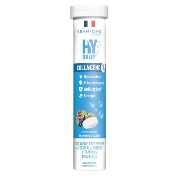 Hydrop solution d'hydratation ar&ocirc;me framboise cassis Granions - tube de 20 comprim&eacute;s effervescents 