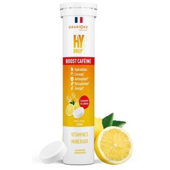 Hydrop Boost caf&eacute;ine solution d'hydratation ar&ocirc;me citron Granions - tube de 20 comprim&eacute;s effervescents