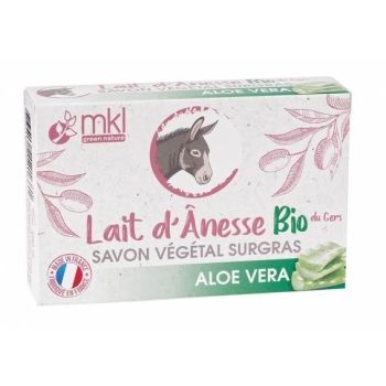 Savon v&eacute;g&eacute;tal surgras au lait d'&acirc;nesse bio Aloe vera MKL Green Nature - pain de 100g