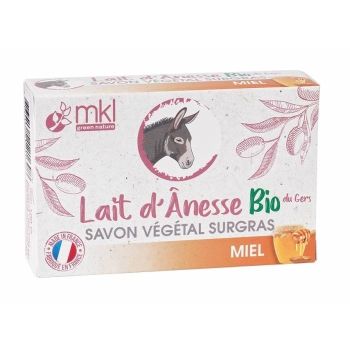 Savon v&eacute;g&eacute;tal surgras au lait d'&acirc;nesse bio Miel MKL Green Nature - pain de 100g
