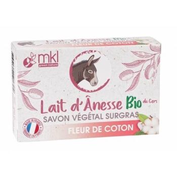 Savon v&eacute;g&eacute;tal surgras au lait d'&acirc;nesse bio Fleur de coton MKL Green Nature - pain de 100g