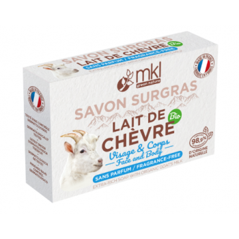 Savon surgras au lait de ch&egrave;vre bio MKL Green Nature - pain de 100g