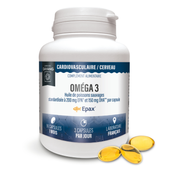 Om&eacute;ga 3 Epax huile de poissons sauvages Dayang - pot de 90 capsules 